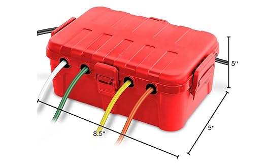 Flemoon Large Outdoor Electrical Box (12.5 x 8.5 x 5 inch), IP54 Waterproof Outdoor Extension Cord Cover Weatherproof, Protect Outlet, Plug, Socket, Timer, Power Strip, Holiday Light Decoration, Red - Image 9