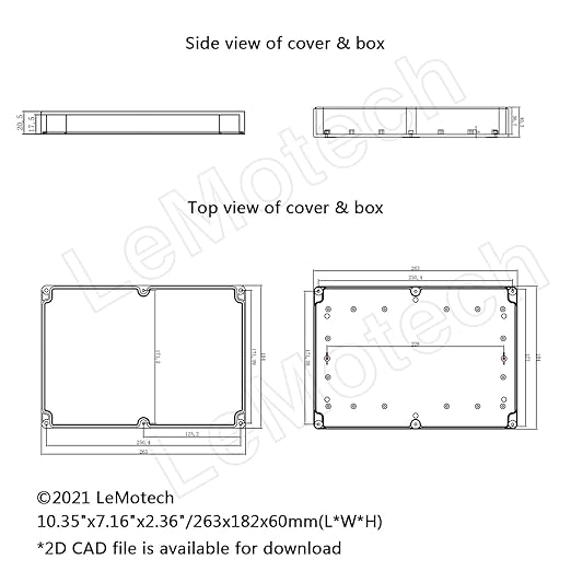 LeMotech Electrical Box ABS Plastic Project Box IP65 Waterproof Junction Box Project Case Universal Enclosure for Electronics Black 10.3X 7.1x 2.3 inch (263x182x60mm)（Pack of 1 - Image 6