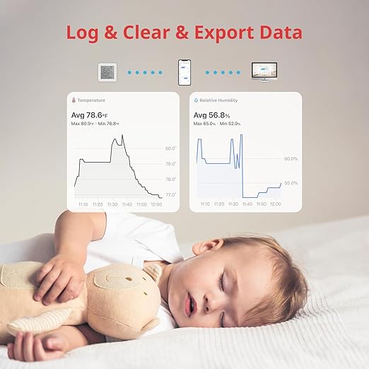 SwitchBot Room Thermometer Hygrometer Indoor, Bluetooth Digital Temperature Monitor with Free Data Storage, Dewpoint/VPD/Absolute Humidity, Hygrometer Indoor Humidity Meter, Thermometer for Home - Image 4