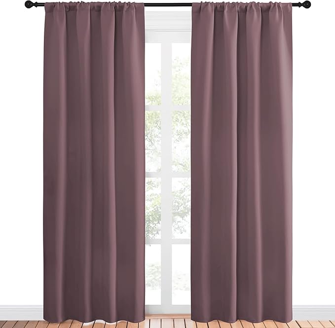 NICETOWN Blackout Curtains for Living Curtains, Window Treatment Thermal Insulated Room Darkening Drape Panels for Patio Sliding Glass Door (Dry Rose, Set of 2, 42 inches Width by 84 inches Length) - Image 2