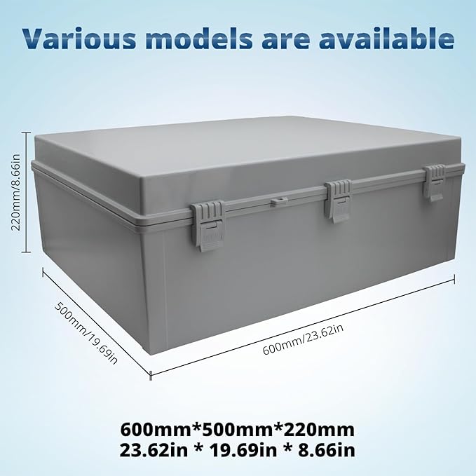 MAKERELE Large Junction Box Waterproof Plastic IP67 Vented Outdoor Enclosure Box 2 NPT 1”Glands and Adjustable Clamp*2 Hinged Cover Junction Box Plastic (23.6"*19.7"*8.7") - Image 4