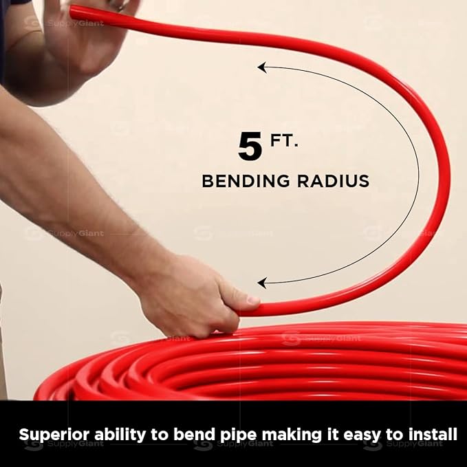 Supply Giant Oxygen Barrier PEX-B Pipe 3/4 Inch x 100 Feet Coil, Red Tubing for Radiant and Hydronic Heating Systems, Non-Potable Water Pipe for Winter Season - Image 5