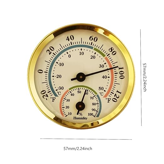 Mini Analog Hygrometer Thermometer - High Precision Humidity Temperature Gauge with Aluminum Alloy Case for Indoor Home Office Room Car Patio Sauna Garden Wall Mount(Gold) - Image 3