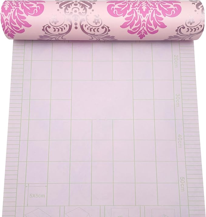 Yifely Vintage Pink Damask Self-Adhesive Shelf Drawer Liner Moisture Proof PVC Mat 45x300cm - Image 4
