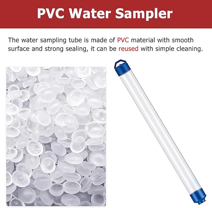 Lake Water Sample Collector 250 500 1000ml, PVC Water Sampling Device with 32.8ft Rope & 1 Throttle Valve, Deepwater Sampler Environmental Monitoring(945mm/37.2 in(1000ml)) - Image 4