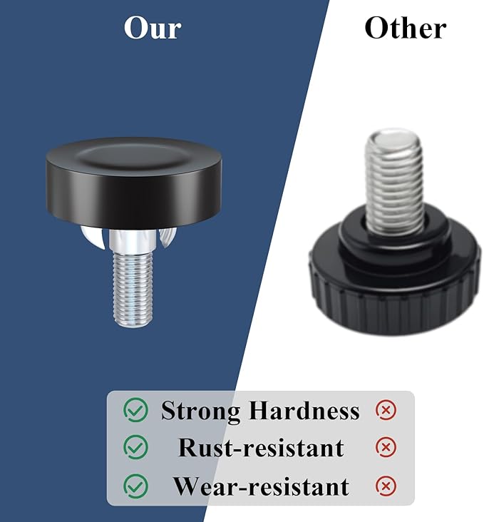 Adjustable Leveling Feet: T-Nuts & Floor Protectors, Heavy Duty Furniture Levelers for Cabinets,Sofa,Tables,Chairs on Hardwood/Tile/Carpet (24, with T-Nut, 1/4" Thread) - Image 4