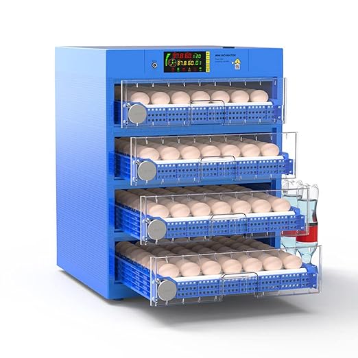 Eggs Incubator for Hatching Eggs, Automatic Egg Turning and Humidity Control, Automatic Water Adding, Egg Candler, Poultry Egg Incubators for Chicken Duck Goose Pigeon Quail (Blue, 256 Eggs) by HUYYA
