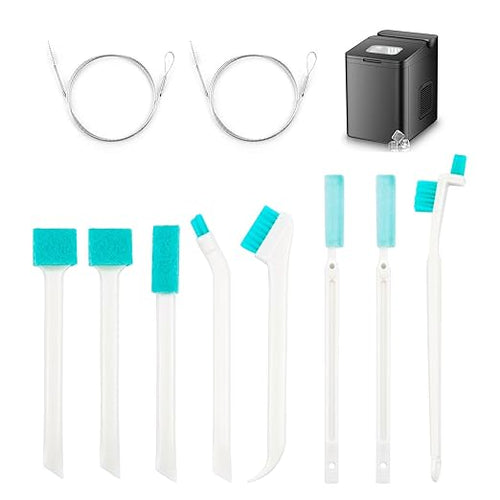 10 PCS Ice Machine Cleaner Brush Set - Includes 2 Extra-Long Straw Cleaner Brush & 8 Crevice Brushes for Deep Cleaning, Perfect Companion for Ice Maker Cleaner Tablets (White) by Unknown