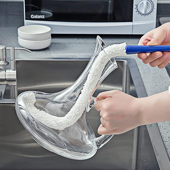 Bottle Cleaning Brush - Set of 2 Different Sizes Flexible Bottle Scourer - Multi-Function Household Cleaning Tools for Cleaning of Wine Decanters, Goblets, Glasses, Cups - Image 6