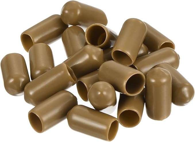 uxcell 20pcs Rubber End Caps 7.5mm ID Vinyl PVC Round Tube Bolt Cap Cover Screw Thread Protectors Light Brown - Image 4