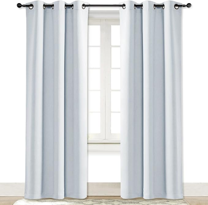 NICETOWN Cloud Grey Window Curtain and Drape Easy Care Solid Thermal Insulated Grommet Room Darkening Drapery for Kid's Room (1 Panel, 42 by 84) by NICETOWN