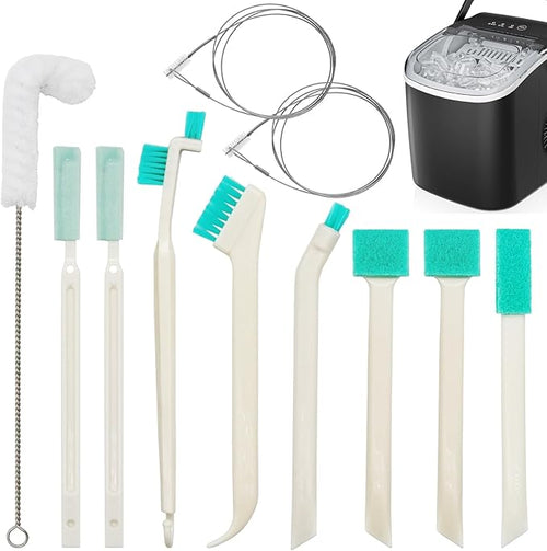 10 Pcs Ice Machine Cleaning Brush Kit, Ice Maker Cleaner Tools Set-2 Extra Long Pipe Drain Cleaners Brush, 9 Small Crevice Cleaning Brushes for Cleaning Ice Machine Crevice in Tight Spaces by GrliTra