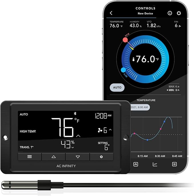 AC Infinity Controller 67, Smart Bluetooth Fan Controller with Temperature, Humidity, Schedules, Grow Cycles, Dynamic Speed Programming for CLOUDLINE Airlift Fans Cooling and Ventilation by ACInfinity