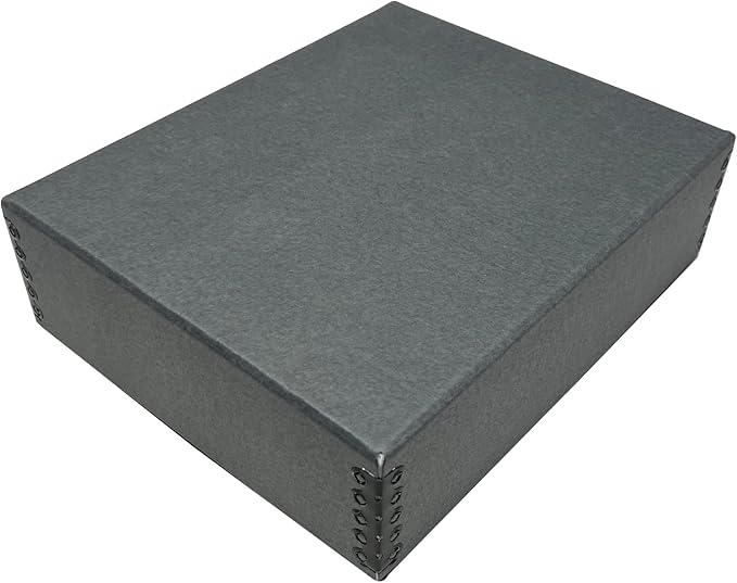 Lineco Museum Archival Storage Box, 8.75x10.75x3 in. Drop Front Design. Acid-Free with Metal Edge. Organize Photos, Pictures, Prints, Documents, Crafts, DIY. Gray, 1 Pack by Lineco