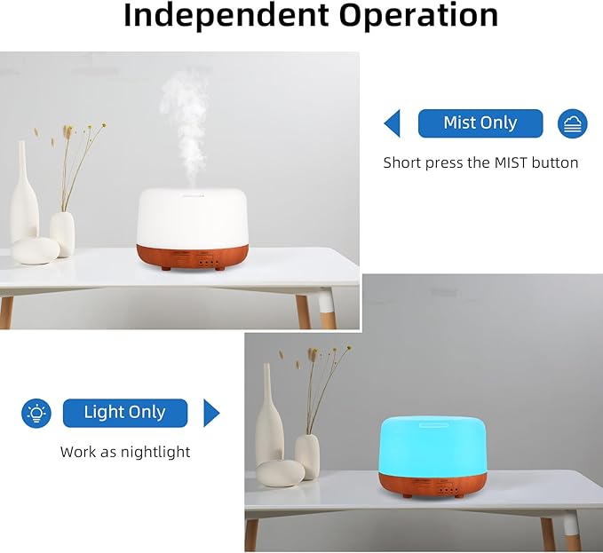 300ML Essential Oil Diffuser,Small Room Aromatherapy Diffuser, Quiet 8H Operation, 7-Color LED Light, 4 Timer, Remote Control, Auto-Off, for Bedroom, Living Room, Kitchen, Yoga, Gifts - Image 3