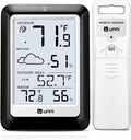 Indoor Outdoor Thermometer Hygrometer Wireless Weather Station, Temperature Humidity Monitor Battery Powered Inside Outside Thermometers with 330ft Range Remote Sensor(Black) by UUNNI