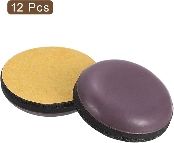uxcell Furniture Sliders, 12 Pcs 13/16" PTFE Round Self-Adhesive Furniture Sliders, Furniture Pads Floors Protectors Chair Leg Moving Glides for Carpet Hardwood Floors, Brown - Image 3