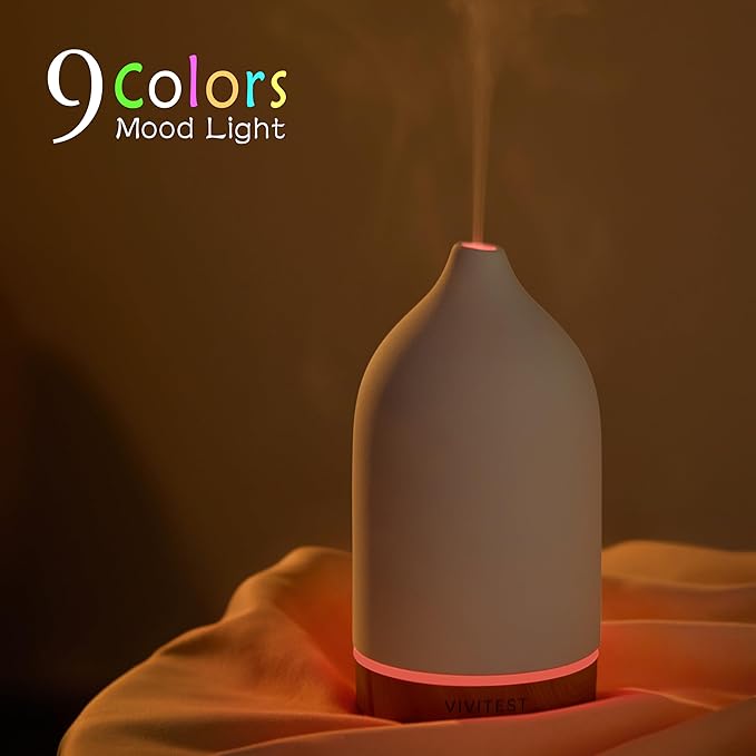 VIVITEST 200ML Ceramic Essential Oil Diffuser,Stone Essential Oil Diffuser,Ultrasonic Aromatherapy Diffusers for Home - Image 5