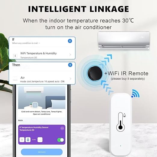 Temperature and Humidity Monitor Sensor WiFi & Bluetooth,No Hub Required,Compatible with Alexa and Google Home,for Home,Greenhouses Accessories,Office 2Pack(No Include Battery) - Image 4