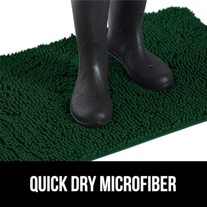 GORILLA GRIP SOAKSTOPPER Dog Door Mat, 36x24 Machine Washable Rug Absorbent Doormat Captures Moisture Mud Dirt, Quick Dry Soft Chenille Entryway Rugs Indoor Entrance Mats for Dog Paws, Deep Green - Image 9