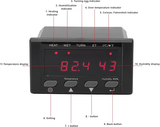 Digital Temperature Controller, 220V/110V Automatic Egg Incubator Thermostat Incubator Temp Humidity Controller - Image 3