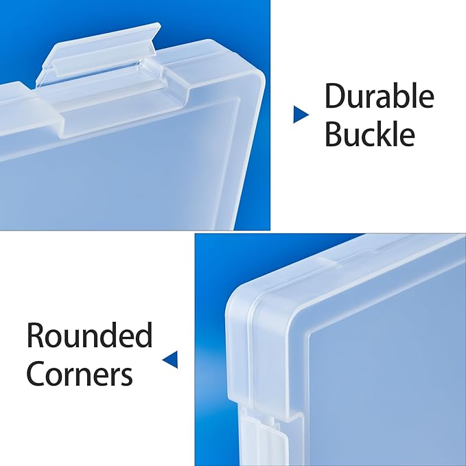 A4 Paper Storage Box, 8.5 x 11 Project Case for US letter, Thick Scrapbook Storage Boxes Craft Storage Box Art Supplies Storage and Organization (4, Type A (12.59 x 9.45 x 1.18 inches)) - Image 5