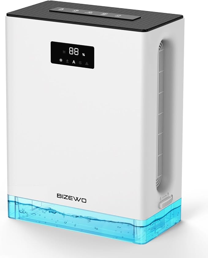 BIZEWO Dehumidifier for Home, (980 sq.ft) Queit Dehumidifiers for Bathroom, Basement, RV with 101 oz Water Tank, 2 Modes, Auto Defrost, Auto Shut Off, Timers, 7 Colors Ambient Light by BIZEWO