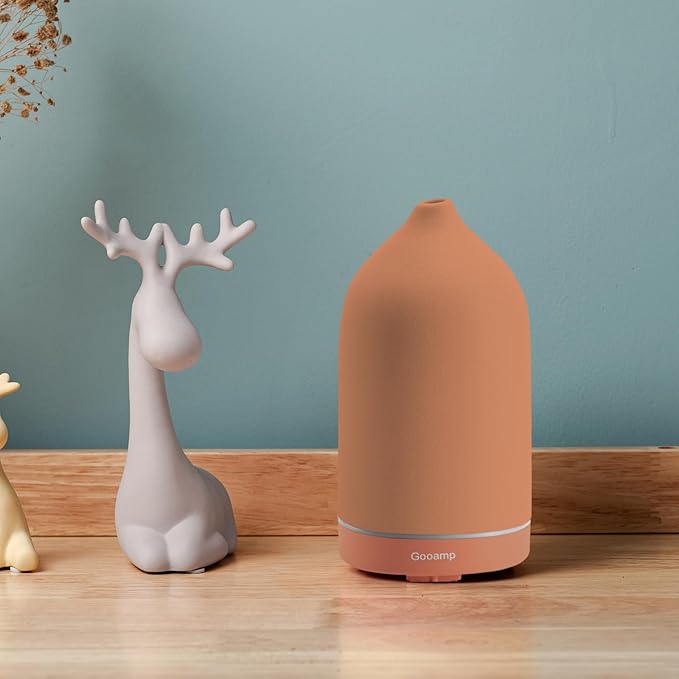 200ML Ceramic Essential Oil Diffuser - Ultrasonic Aromatherapy & Humidifier with 7-Color LED Lights, Auto Shut-Off, Brown, 1H/3H/6H Timer | Scent for Home,Office,Yoga - Image 5