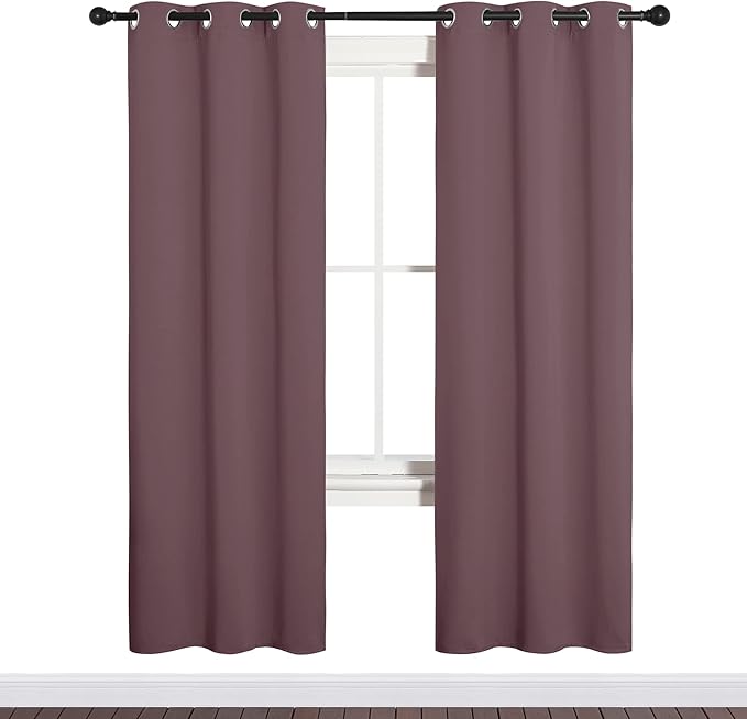 NICETOWN Bedroom Curtain Panels Blackout Draperies, Dry Rose, 1 Pair, 34 by 72-inch, Thermal Insulated Solid Grommet Blackout Curtains/Drapes - Image 2