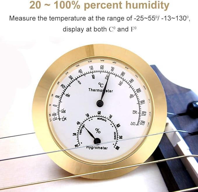 Hygrometer Thermometer Humidity Gauge Moisture Temp For Violin Guitar Instrument Case Etc Meter Tool gold - Image 3
