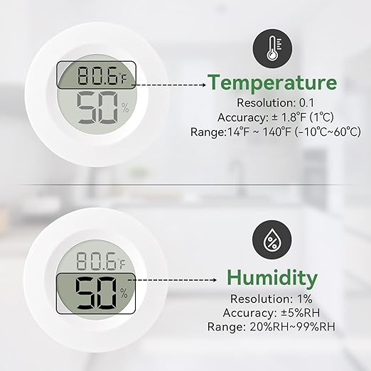 Atogou 2-Pack Mini Hygrometer & Thermometer, Indoor Outdoor Digital Humidity Meter Gauge Temperature, ℉/℃, for Home, Office, Reptile, Car, Greenhouse, Lab, Terrarium, Cellar.. A01 White - Image 3
