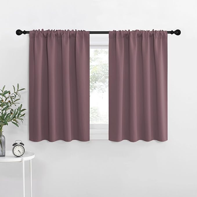 NICETOWN RV Blackout Curtains for Camper Windows, Dry Rose, 29" Wide by 40" Long, 2 PCs, Short Blackout Curtains & Drapes, Thermal Insulated Blackout Curtain Panels for Kids Room, Play Room by NICETOWN