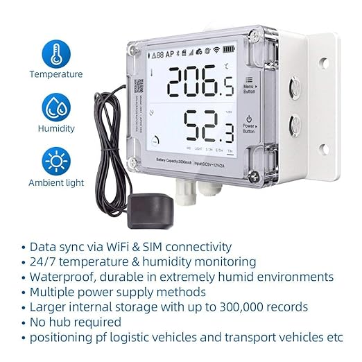 Ubibot Thermometer Hygrometer, Wireless Temperature Data Logger, Remote Humidity Monitor for Refrigerated Truck Free App Email Alarm, IFTTT 2.4GHz only (GS1-PL4G1RS WiFi & SIM GPS Location Tracker) - Image 3