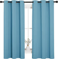 NICETOWN Window Treatment Thermal Insulated Solid Grommet Room Darkening Curtains/Drapes for Bedroom (Set of 2 Panels, 42 by 63 inches Long, Teal Blue=Light Blue) by NICETOWN