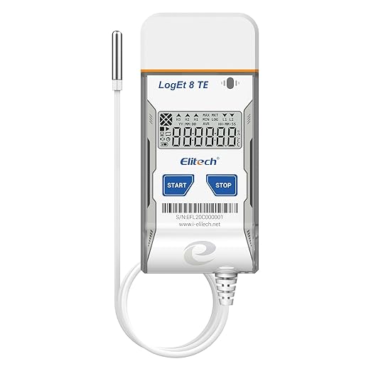 Elitech USB Temperature Data Logger Reusable Temperature Recorder Refrigerator Thermometer High Accuracy External Temperature Sensor, Auto PDF Report USB Port 16000 Points LogEt8TE, -40~85℃ by Elitech
