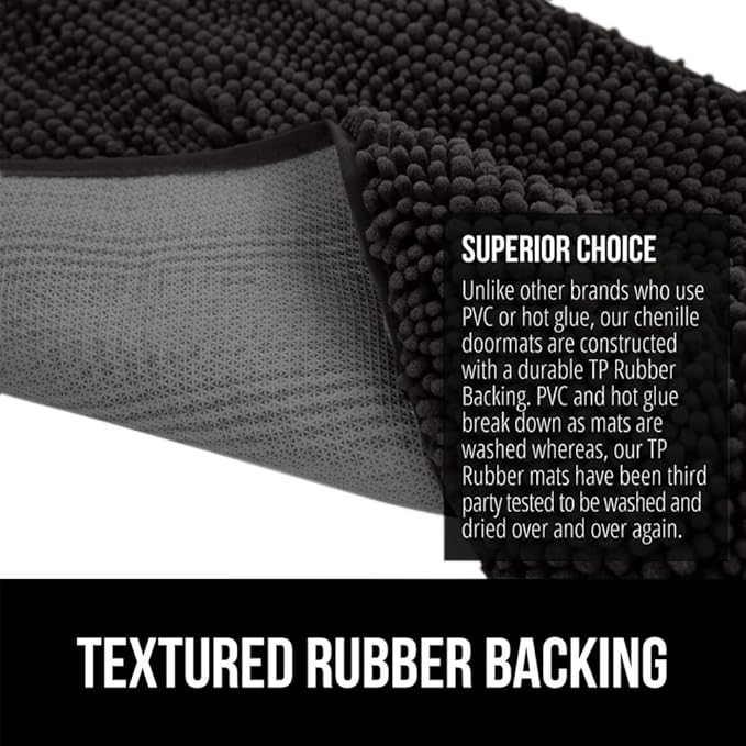 GORILLA GRIP SOAKSTOPPER Dog Door Mat, 60x36 Machine Washable Rug Absorbent Doormat Captures Moisture Mud Dirt, Quick Dry Soft Chenille Entryway Rugs Indoor Entrance Mats for Dog Paws, Black - Image 5