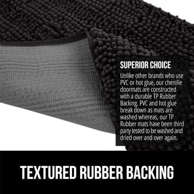 GORILLA GRIP SOAKSTOPPER Dog Door Mat, Machine Washable Rug Absorbent Doormat Captures Moisture Mud Dirt, Quick Dry Soft Chenille Entryway Rugs Indoor Entrance Mats for Dog Paws, 24x17 Black - Image 6