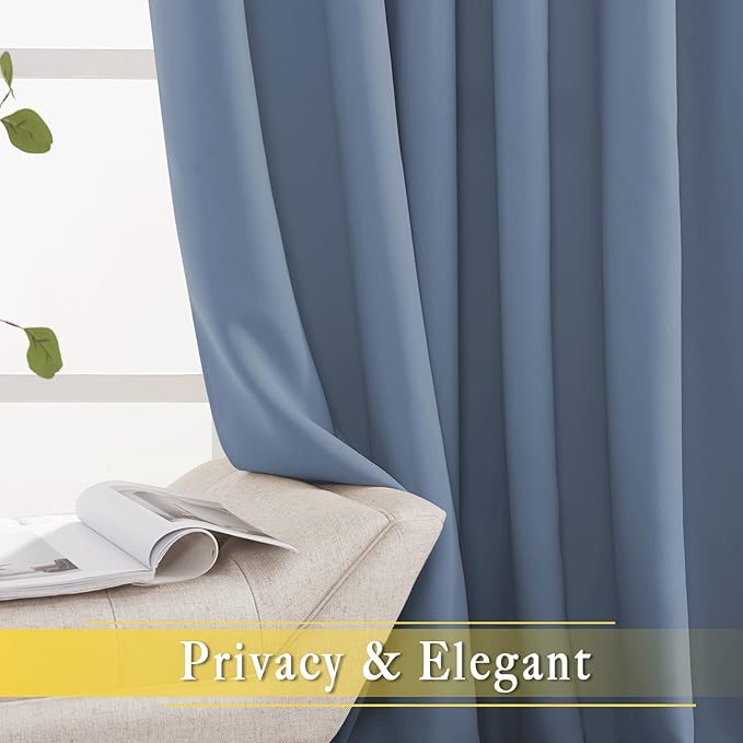 NICETOWN Patio Door Curtain for Sliding Glass Door, Thermal Insulated Blackout Curtain Drape for Living Room/Kitchen/Bedroom (Stone Blue, 1 Panel, 80 x 84 inch) - Image 5