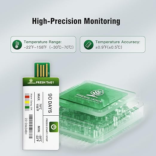 Freshliance 20pack Temperature Data Logger USB Disposable Temperature Recorder with 30000 Points, Auto PDF CSV Reports High Accuracy 15days Single Use for Frozen Transportation Cold Chain Fresh Tag 1 - Image 3