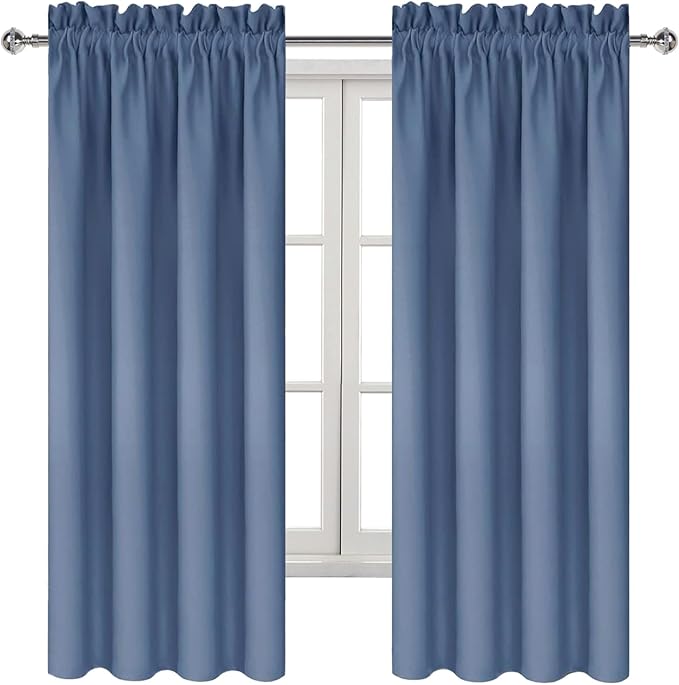 DWCN Blackout Curtains – Thermal Insulated, Energy Saving & Noise Reducing Bedroom and Living Room Curtains, Dusty Blue, W 42x L 63 Inch, Set of 2 Rod Pocket Curtain Panels - Image 9