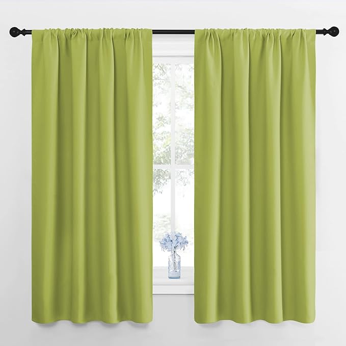 NICETOWN RV Blackout Curtains for Camper Windows, Fresh Green, 29" Wide by 50" Long, 2 PCs, Short Blackout Curtains & Drapes, Thermal Insulated Blackout Curtain Panels for Kids Room, Play Room by NICETOWN