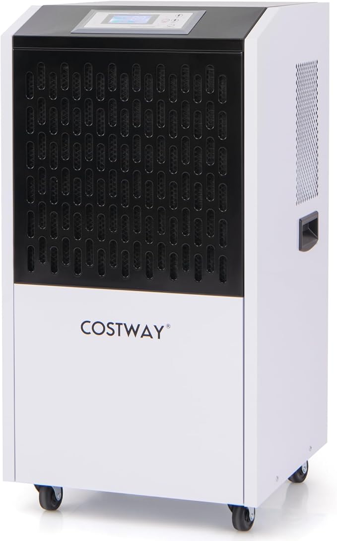 COSTWAY 250 Pints Commercial Dehumidifier with Drain Hose, Industrial Heavy Duty Dehumidifier, 24H Timer & 4 Wheels for Basement, Warehouse, Water Damage Restoration, Large Spaces up to 8,500 Sq.Ft by COSTWAY