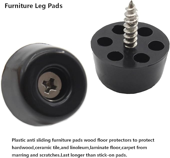 20PCS Round Furniture Pads,TTZEZE Heavy Duty Nail-on ABS Plastic Pad for Wood Furniture and Hard Floor Surfaces Chair Cabinet Table Sofa Couch Stool Leg Feet Floor Protectors Slide Smoothly (Black) - Image 3