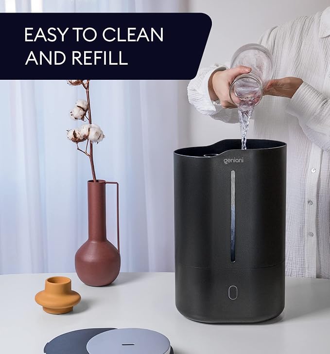 Top Fill Humidifier with Essential Oil Diffuser 6L for Home, Baby, Bedroom, Large Room & Indoor Plants, Cool Mist Ultrasonic Quiet Air Humidifiers, Automatic Humidity Control, Night Light (6L, Black) - Image 4