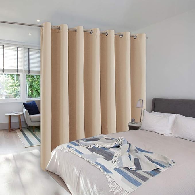 NICETOWN Loft Room Divider Curtain Screen Partition, Lower Noise Basement Hospital Medical Clinic Spa Lab Cubicle Curtain Space Divider Privacy Screen (Biscotti Beige, 1 Panel, 12.5ft Wide x 9ft Long) by NICETOWN