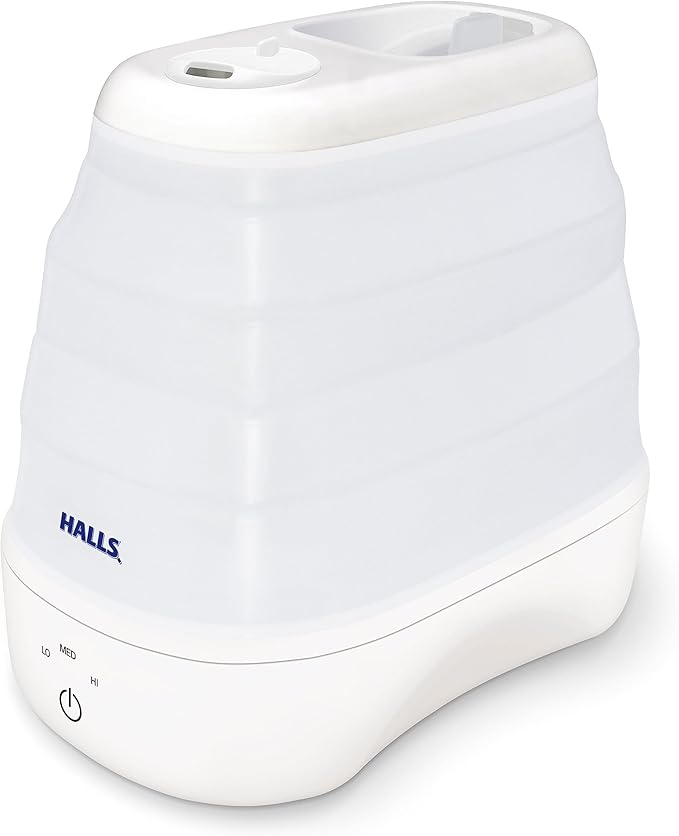 Crane x HALLS Collapsible Cool Mist Humidifier for Bedroom and Office, 1 Gallon Portable Humidifier for Travel and Easy Storage, Blue and White by Crane