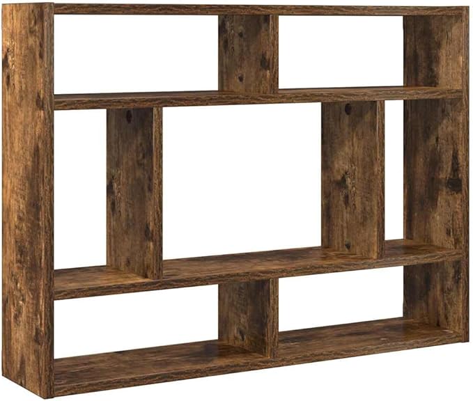 Smoked Oak Engineered Wood Wall Shelf 29.5 x 6.3 x 21.7 Inches for Stylish Storage and Display with Sturdy Construction and Easy Maintenance - Image 2