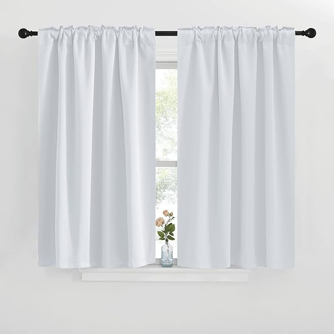 NICETOWN Blackout Curtain Panels for Living Room - (Cloud Grey Color) 29x36 inch, 2 Panels Set, Room Darkening Blackout Drapes for Window - Image 2