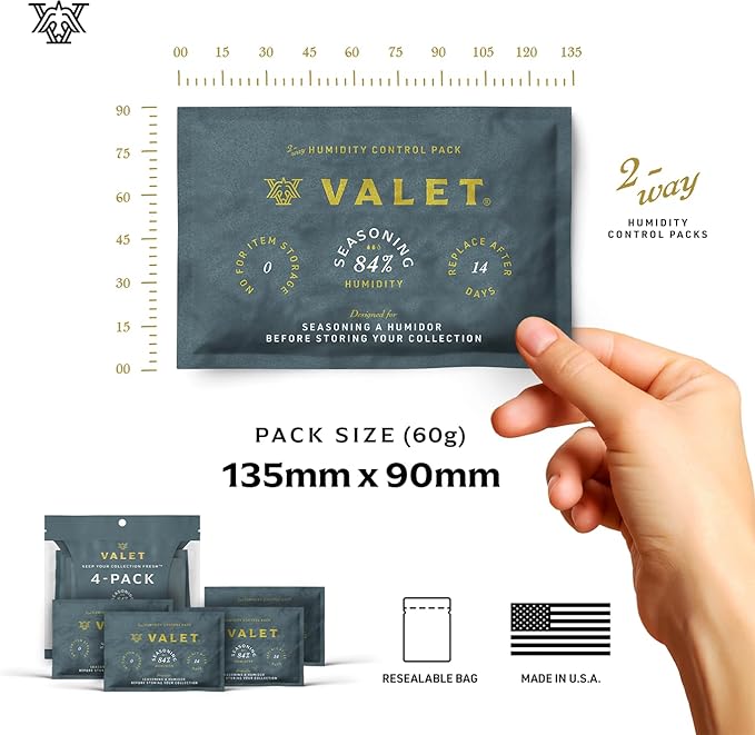 Valet 84% Two-Way Humidity Packs for Wood Containers, 12-Pack, 60g Each, Humidifier Pack Prevents Leaks and Controls Moisture with Natural Craft Paper Design - Image 2