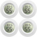 Weewooday 4 Pcs Mini Hygrometer Thermometer Round Digital Humidity Gauge Monitor Electronic Humidity Temperature Meter LCD Display Indoor Outdoor Hygrometer Thermometer for Home Kitchen (White) by Weewooday